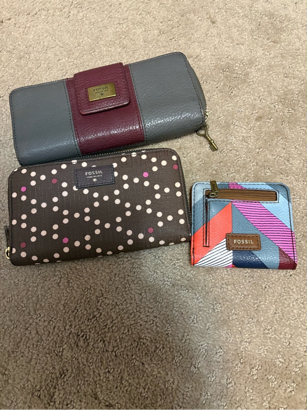 Fossil Women's Gray, Brown & Multicolor Wallet Trio. All for one